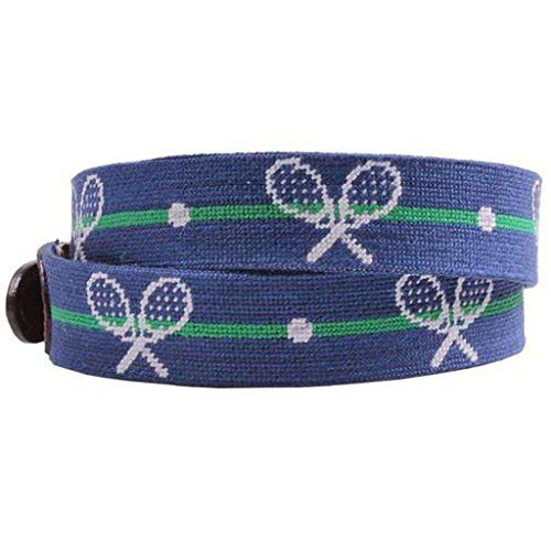 Crossed Racquets Needlepoint Belt in Classic Navy by Smathers & Branson3