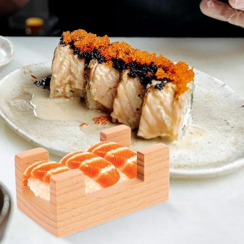 Bandeja de sushi y soporte de mano de madera con ranuras miniatura 7
