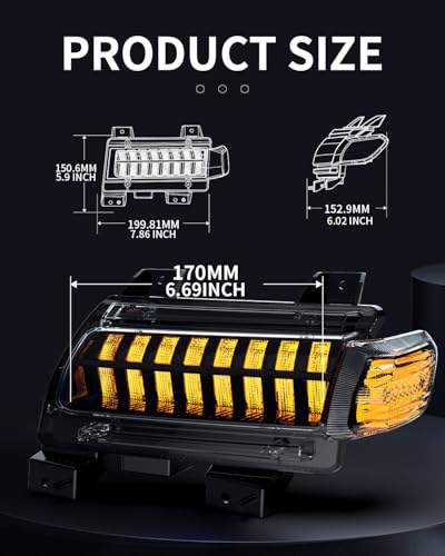 Image of Smoke Lens LED Fender Light Kit LED Turn Signal Lights with DRL & Side Marker Lights Compatible with Jeep Wrangler JL Sport Jeep Gladiator JT Sport 2018-2024 (Short Version)