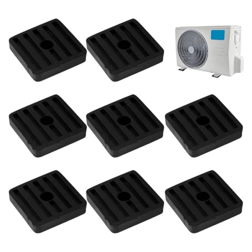 YAYNO 8 almohadillas de goma antivibración para amortiguadores de aire acondicionado, aisladores de vibración de goma para soporte de aire acondicionado en exteriores.