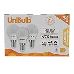 Unibulb E14 LED Light Bulb, Small Edison Screw (SES) 4.2W 470lm, 40W Equivalent, Warm White 3000K, Golf Ball Bulb (P45), Energy Saving LED, 220-240V, Non-Dimmable, 25yr lifespan, Pack of 3