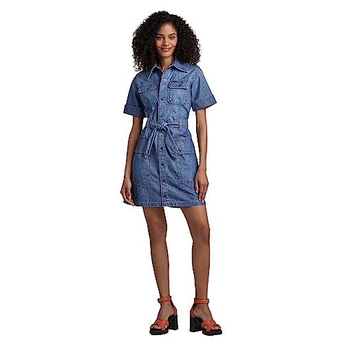 G-STAR RAW Damen Military Shirt Kleid, Blau (Faded Ionic Blue...