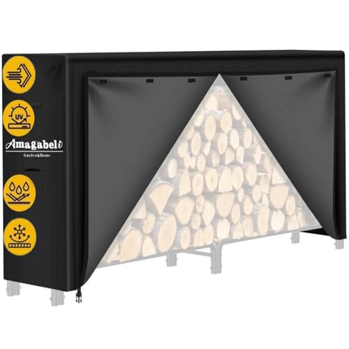Amagabeli 244cmx122cmx35,6cm Estante para leña de con cubierta conjunto combinado de soporte impermeable para leña al aire libre para chimenea apilador de madera resistente para troncos de pati