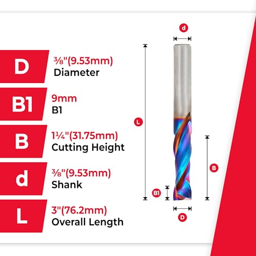 Image of Amana Tool Spektra Extreme Tool Life Coated Solid Carbide CNC Compression Spiral Router Bit, 46172-K-2 2 Pack, 3 /8 D x 1-1 /4 CH x 3 /8 SHK x 3 L 2 Fl