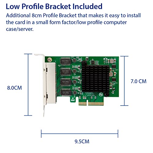 IO CREST 4 Port Quad Gigabit Ethernet PCI Express 2.1 PCI-E x4 Network Interface Card (NIC) 10/100/1000 Mbps Realtek Chipset SI-PEX24085 - Image 4