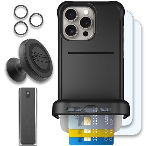 Scooch for iPhone 15 Pro Max Wallet Case Card Holder, Wingmate, Black