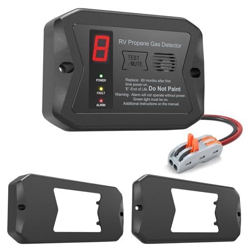 RV Propane Gas Detector, Digital Propane/LP Gas Alarm-12V DC for Motorhome Travel Trailer, Motor...
