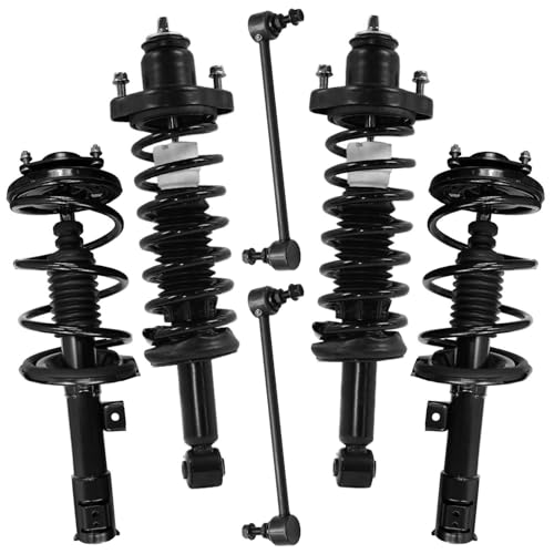Image of Detroit Axle - 4pc Suspension Kit for 2008-2011 Mitsubishi Lancer, 2 Struts with Coil Spring 4 Front Rear Sway Bar Links 2009 2010 Replacement