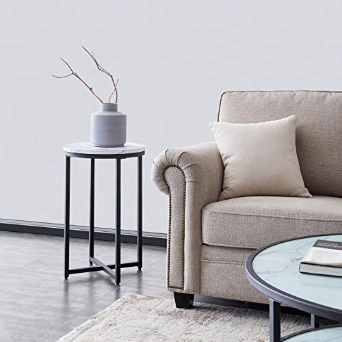 PovKeever Round Side Table, End Table, Nightstand/Small Tables for Living Room, Accent Tables for Small Spaces