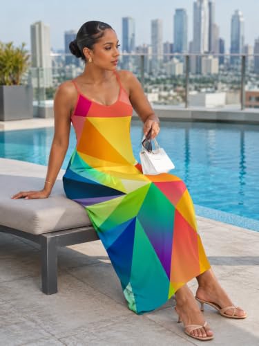Image of SUZONANA Women Plus Size Summer Maxi Dress Spaghetti Strap Loose Sundress