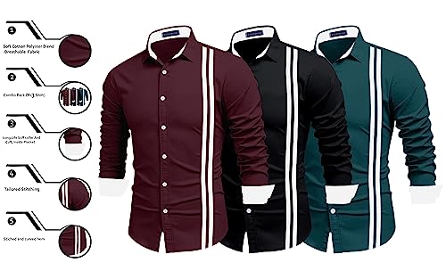 Image of Zombom Men's Striped Regular Fit Shirt