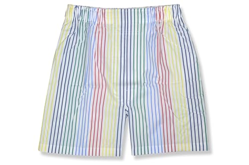 Brooks Brothers Men's Traditional Fit Multicolor Stripes Prints 100% Cotton Boxers Shorts,