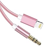 Naiyal 3.5mm Audio Cord for iPhone to Car Stereo AUX Cable Compatible with iPhone 14/13/12/11/XR/XS/X/8/7/6 Plus/SE 2, 3.3FT (Pink)