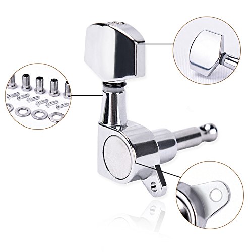 Atcg Guitar Tuning Pegs 6 Pieces 3L3R Chrome Tuners Machine Heads Knobs For Acoustic Or Electric Musician Instrument Parts Accessories Guitar String Tuning Peg Replacement (Silver) #TOP1