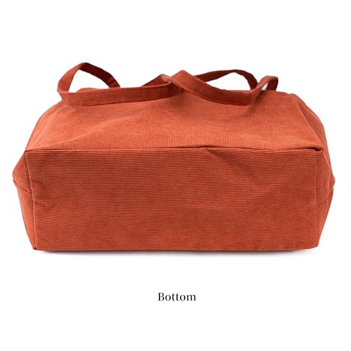 Corduroy Tote Bag Cute Tote Bags for Women Shoulder Bag with Inner Pocket for Work Beach Travel and Shopping Grocery
