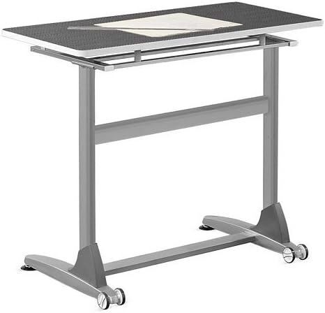 Officient Alta Collection Standing Height Tilt-Top Table with Iron Gray Laminate Top and Silver Frame - 48"W