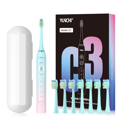 YUNCHI-Electric-Toothbrush-for-Adults-Sonic-Toothbrush-with-8-Brush-Heads-Travel-Toothbrush-Christmas-Gifts-Kids-Toothbrush-5-Models-2-Minutes-Built-in-Smart-Timer-Travel-Case-Gradient