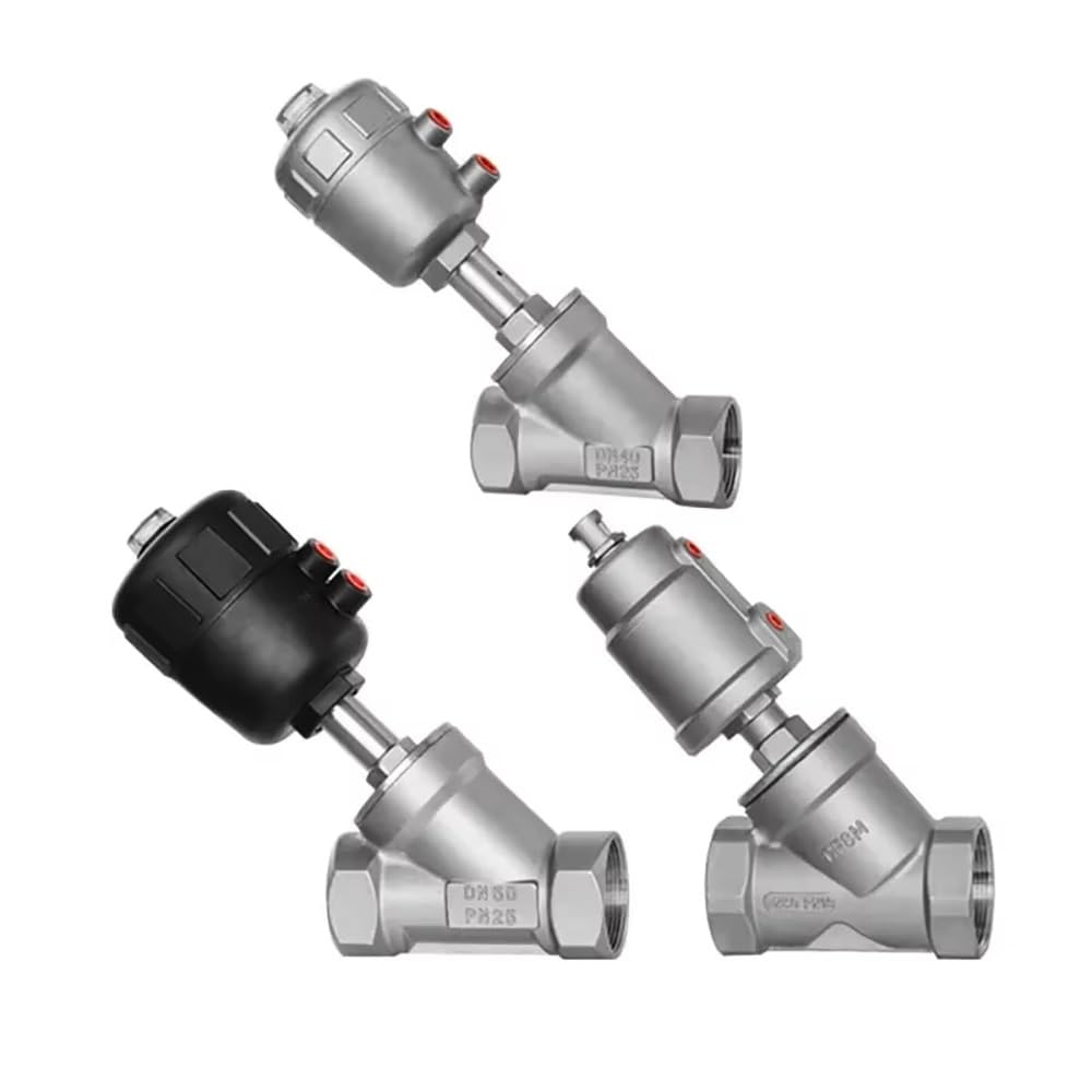 Vanne pneumatique à siège incliné en acier inoxydable 1/4"-2" BSPT, for vapeur, gaz, huile, eau - Pression nominale 232 PSI(A Normally Close,DN40-63mm)