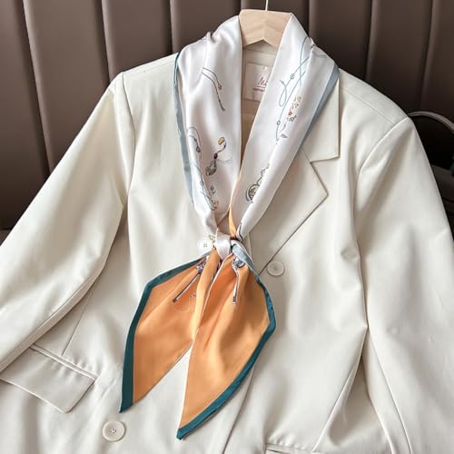 Image of Head Hair Scarf for Women,Silky Long Headscarf Purse Bag Scarfs for Handbag Fashion Satin Neck Scarves Accessories