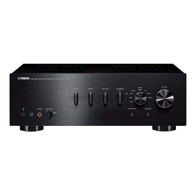 Image of Yamaha A-S701 Amplifier Bundle w /AudioQuest Jack Russell Cable (Black) | Integrated amplifier with 100W x 2, optical /coaxial inputs, Pure Direct and AudioQuest Jack Russell 4m subwoofer cable