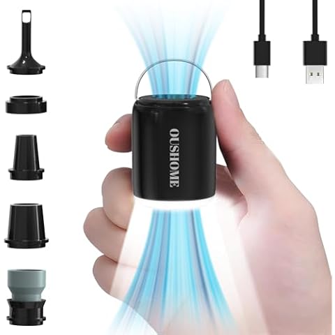Oushome Portable Air Pump for Inflatables, Ultra-Mini Air Pump with Camping Light, USB Rechargeable Air Pump with Magnetic Design for Sleeping Pads, Pool Floats, Swimming Rings, Vacuum Bags Cover