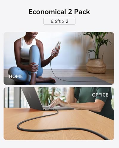 INIU USB C to USB C Cable, [240W, 6.6ft+6.6ft] Fast Charging Type C Charger Cord, Braided USBC to USBC Phone Charger Cable for iPhone 16 15 Pro Max Samsung S24 S23 Laptops iPad Switch Steam Deck etc.