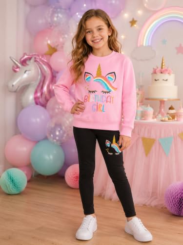 Image of Girls Fall Winter Outfits Cartoon Animal Long Sleeve Crewneck Sweatshirt Top+Sweatpant 2 Piece Clothing Set 3-9T
