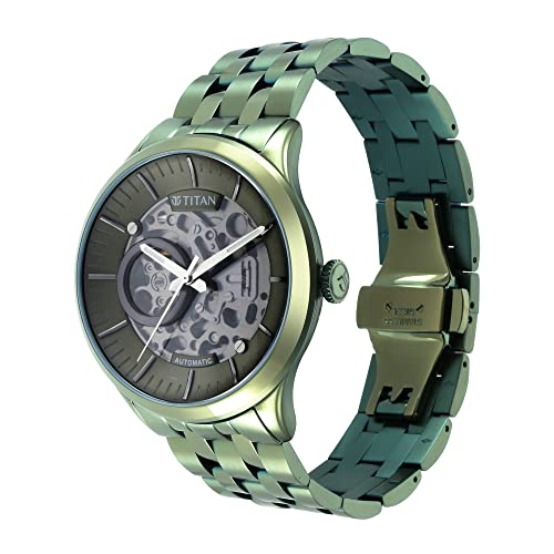 Titan Metal Mechanicals Grey Dial Automatic Stainless Steel Strap Analog Watch for Men-NS90140QM01 - Image 4