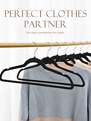 Jersow Velvet Hangers 60 Pack, Non Slip Felt Hangers Space Saving Clothes Hanger, Velvet Hanger Heavy Duty Adult Hanger For Coats And Suits (Black) #TOP7