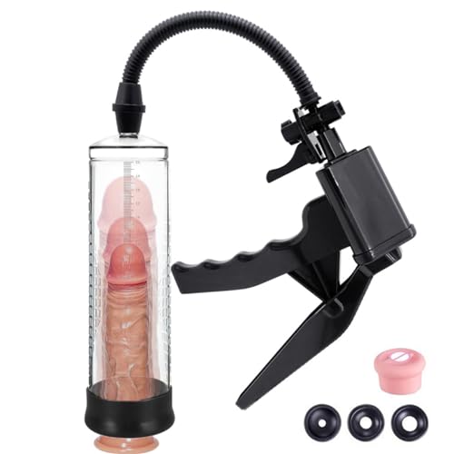 Seckeo Penispumpen mit 3 Silikonhülsen und 1 Muschi Manschette Masturbatorür Männer Sexspielzeug Penis Pumpe muschi Vakuumpumpe Erektion Penisvergrößerung Penispumpe Erotik Toyset Sex Spielzeug