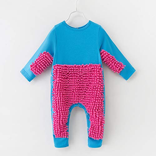 Newborn Infant Baby Girls Boys Mop Jumpsuit Crawling Romper Long Sleeve Funny Playsiut 0 to 24M4
