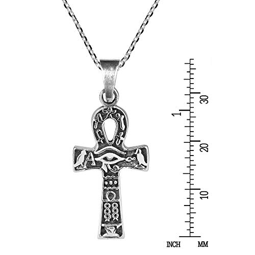 AeraVida Egyptian Eye of Horus Ankh Cross .925 Sterling Silver Pendant Necklace - Image 6