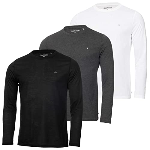 Calvin Klein Men's Assorted Long Sleeve 3 Pack Breathable Wicking T-Shirt