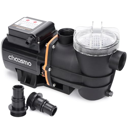 choosmo 3/4HP Above Ground Pool Pump with Timer 3120GPH 115V Self-Priming Pool Filter Pump Replacement for Sand Filter Systems 1.25/1.5 in Adapters Filter Basket 41 ft Max Head