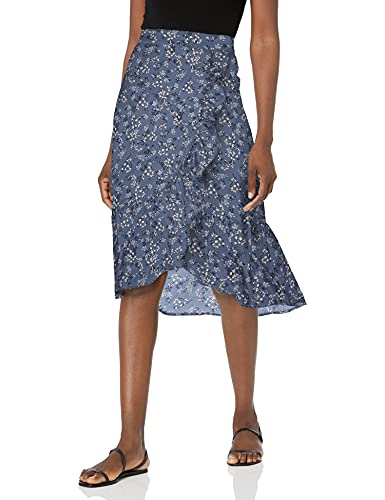 kensie Women's Nostalgic Blooms Midi Skirt, Blue Indigo Combo, Large kensie Women's Nostalgic Blooms Midi Skirt, Blue Indigo Combo, Large