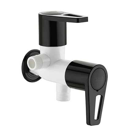 Monit Angle Cocke for Bathroom/Angle Cocke Tap /2 in 1 Angle Cocke /2 Way ABS Plastic Angle Valve Tap/Stop Cock/Angular Stop Cock/Bathroom Cock for Hot and Cold Water (1, White) with Teflon Tape