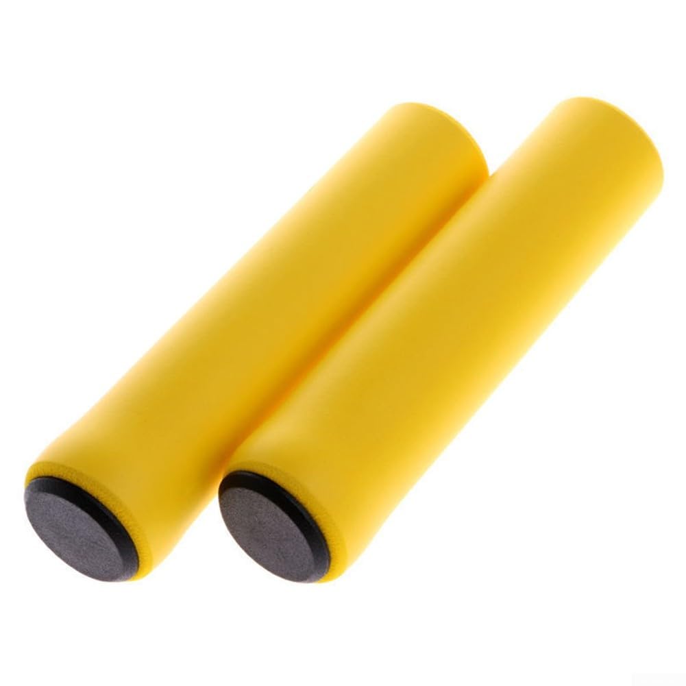Soft Foam Silicone Handlebar Grips for 22.2mm Bicycles, Non-Slip Shock Absorbing Bar Covers, Comfortable Cycling Accessories, 130mm Length(Yellow)