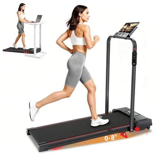 Image of Walking Pad Treadmill with Incline and Handle Bar, 7.5MPH Under Desk Foldable Treadmill for Home Office with Remote Control