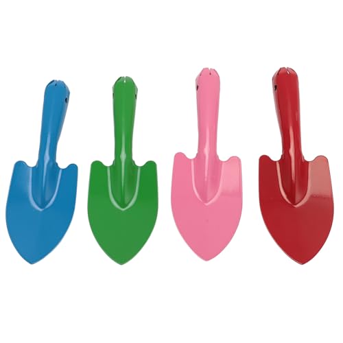 Natudeco 4pcs Mini Colorful Shovel Set Metal Hand Trowel Garden Tools for Flower Soil Planting Digging Transplanting Kids