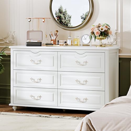 Modern Chest of Drawers with 6 Drawers,Deep Drawers,Clothes Organizer,Large Storage Cabinet for Living Room, Bedroom,Hallway,with Anti-Tipping Device-7124