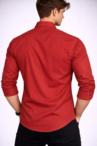 Image of Men's Slim Fit Long Sleeve Button-Down Shirt, Casual Formal Style with Chest Pocket