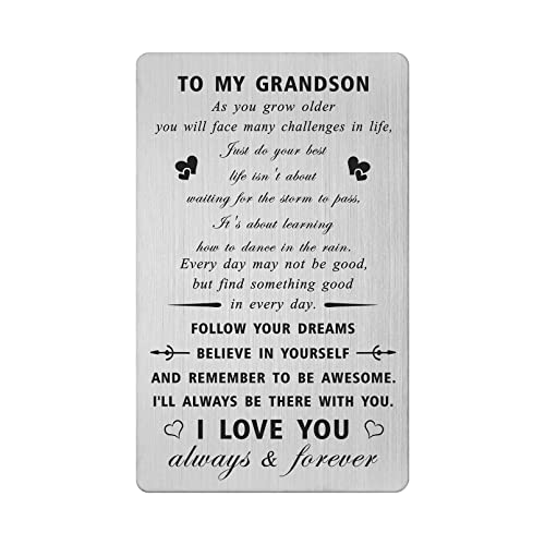 CPLJW Grandson Birthday Card Gifts - Never Forget I Love You - Grandson Birthday Graduation Wallet Card Gifts from Grandma Grandpa