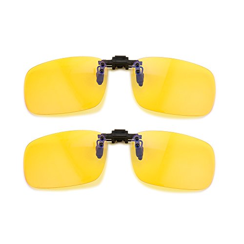 Image of Clip on Anti Blue Light Filter Glasses UV Blocking Anti Eye Strain Unisex (2pcs Yellow)