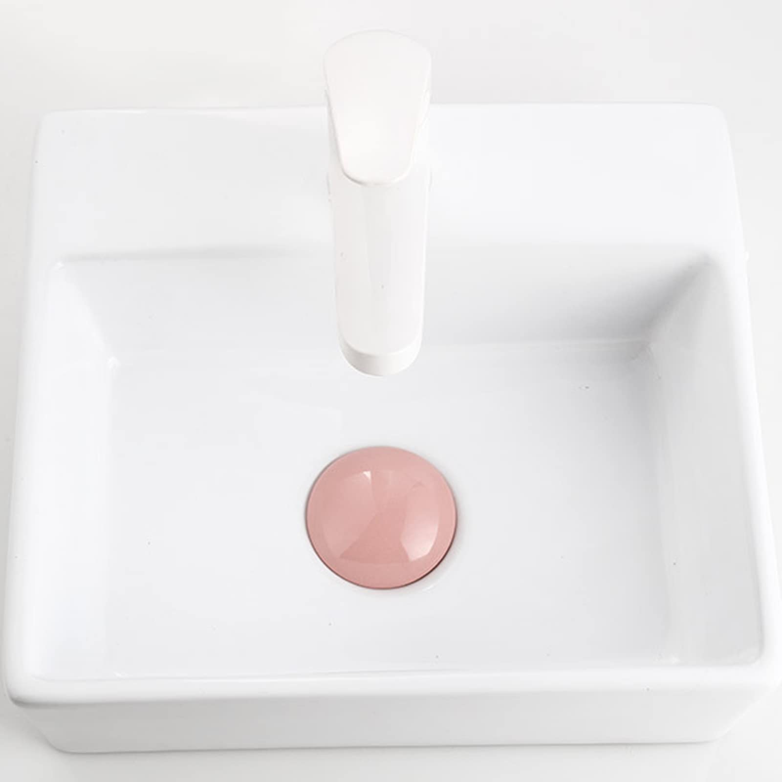 Wymiana korka zlewozmywakowego, zatyczka do zlewu Zatyczka do odpływu umywalki łazienkowej z przyciskiem przelewowym, mosiężna ceramiczna nasadka, odpływ umywalki łazienkowej, niebieski(Pink)