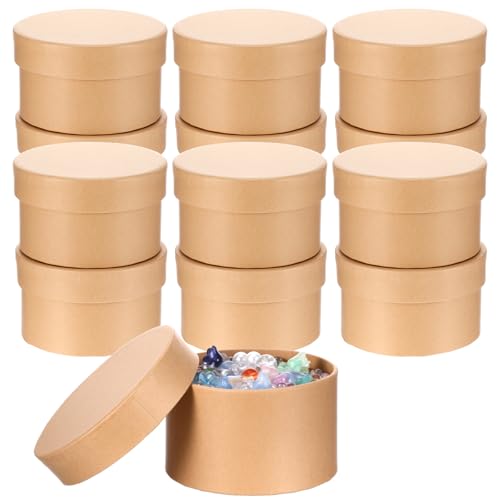 Limbeuuu 12 Pcs Round Paper Mache Box Small Gift Box with Lid 3.35 Inch Nesting DIY Cardboard Craft Empty Boxes for Adults Decoupaging Painting Crafting Storing Jewelry Treasure