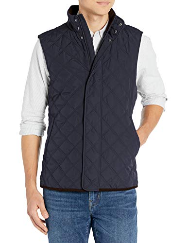 Amazon Brand - Buttoned Down Men's Water Repellant Quilted Vest, Navy M
