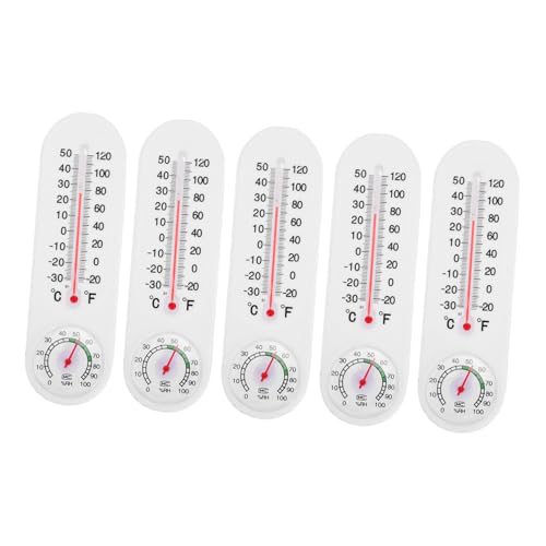POPETPOP 5Pcs Wall Mounted Indoor Minimum Thermometer Hygrometer Compact Design for Greenhouse Garden Monitoring of Temperature and Humidity