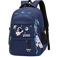 Astronaut Backpack for Boys Teens, Large Capacity School Bag Bookbag for Kids Elementary Middle (Blue)
