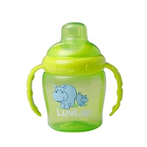 LuvLap Hippo Spout Sipper for Infant/Toddler, 225ml, Anti-Spill Sippy Cup with soft Silicone Spout BPA Free, 6m+ ( Green)
