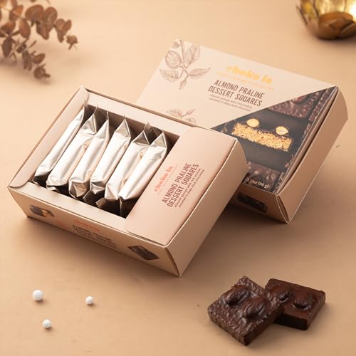 Image of Chokola Almond Praline Dessert Squares 90g - Almond Sponge Cake Enrobed in Dark Chocolate | Gourmet Chocolate Hamper | Premium Chocolate Gift Box For Festivals & Special Occasion Celebrations